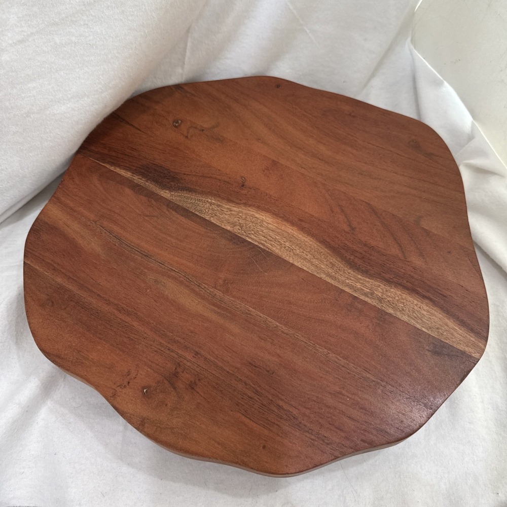 17" Large Acacia Wood Lazy Susan Turntable - Handcrafted Live Edge Solid